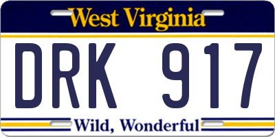 WV license plate DRK917