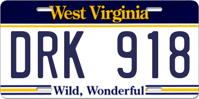 WV license plate DRK918