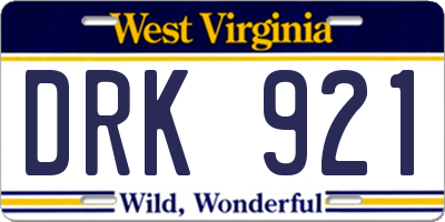 WV license plate DRK921