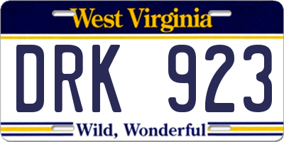 WV license plate DRK923