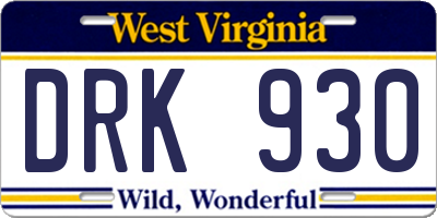 WV license plate DRK930