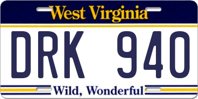 WV license plate DRK940