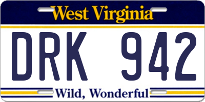WV license plate DRK942