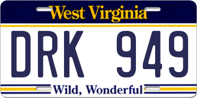 WV license plate DRK949