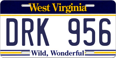 WV license plate DRK956