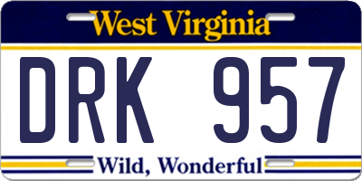 WV license plate DRK957