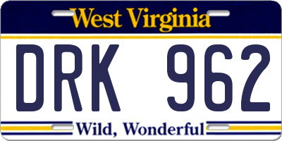 WV license plate DRK962