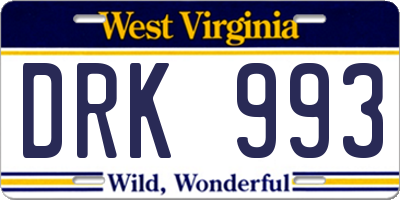 WV license plate DRK993