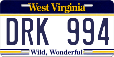WV license plate DRK994