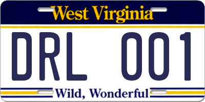 WV license plate DRL001
