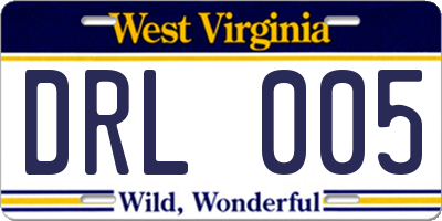 WV license plate DRL005