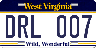 WV license plate DRL007