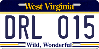 WV license plate DRL015