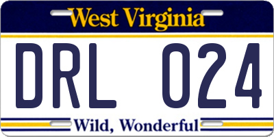 WV license plate DRL024