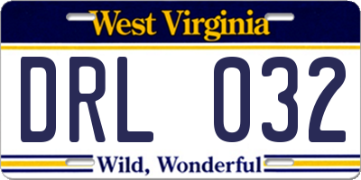 WV license plate DRL032