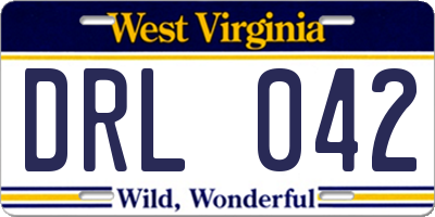 WV license plate DRL042