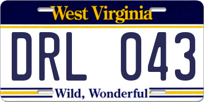 WV license plate DRL043
