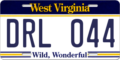 WV license plate DRL044