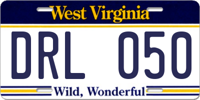 WV license plate DRL050