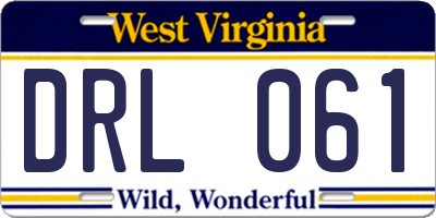 WV license plate DRL061