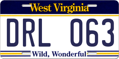 WV license plate DRL063