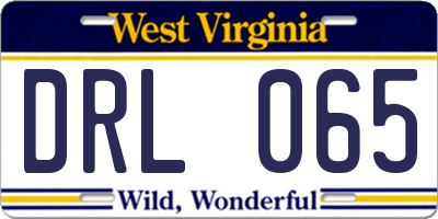 WV license plate DRL065