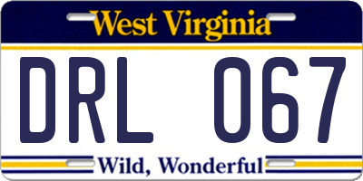 WV license plate DRL067