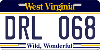 WV license plate DRL068