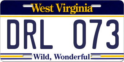 WV license plate DRL073