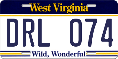 WV license plate DRL074