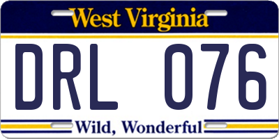 WV license plate DRL076