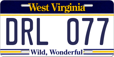 WV license plate DRL077