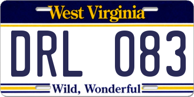 WV license plate DRL083