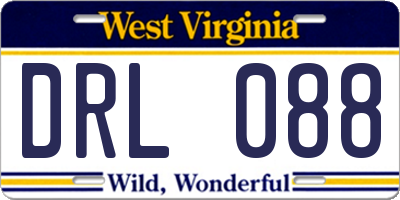 WV license plate DRL088