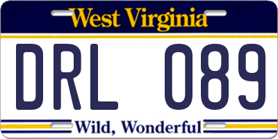 WV license plate DRL089