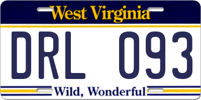 WV license plate DRL093