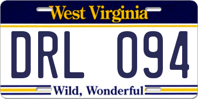 WV license plate DRL094