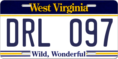 WV license plate DRL097