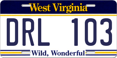 WV license plate DRL103