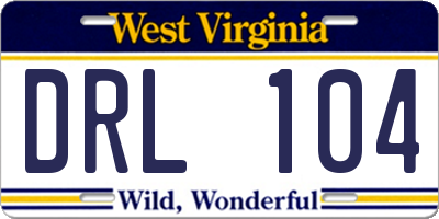 WV license plate DRL104
