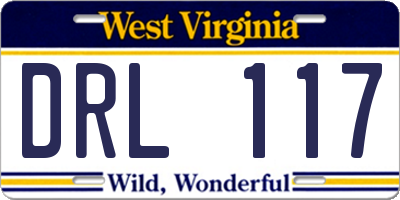 WV license plate DRL117