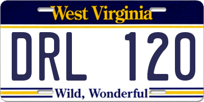 WV license plate DRL120