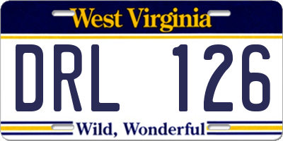 WV license plate DRL126