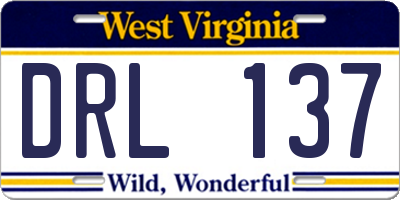 WV license plate DRL137