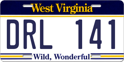 WV license plate DRL141