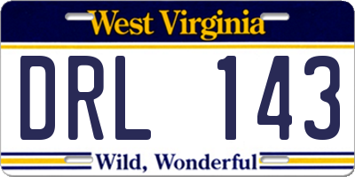 WV license plate DRL143