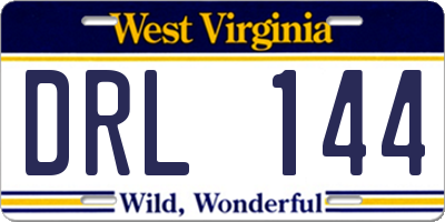 WV license plate DRL144