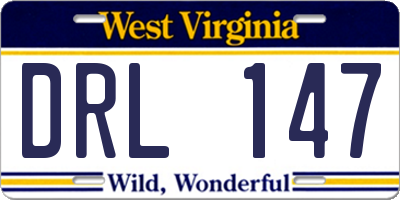 WV license plate DRL147