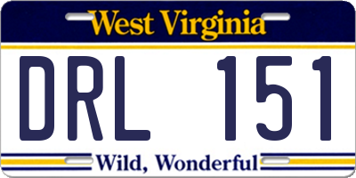 WV license plate DRL151