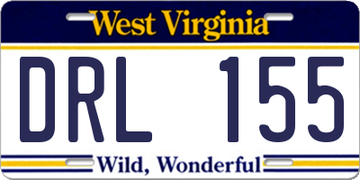 WV license plate DRL155